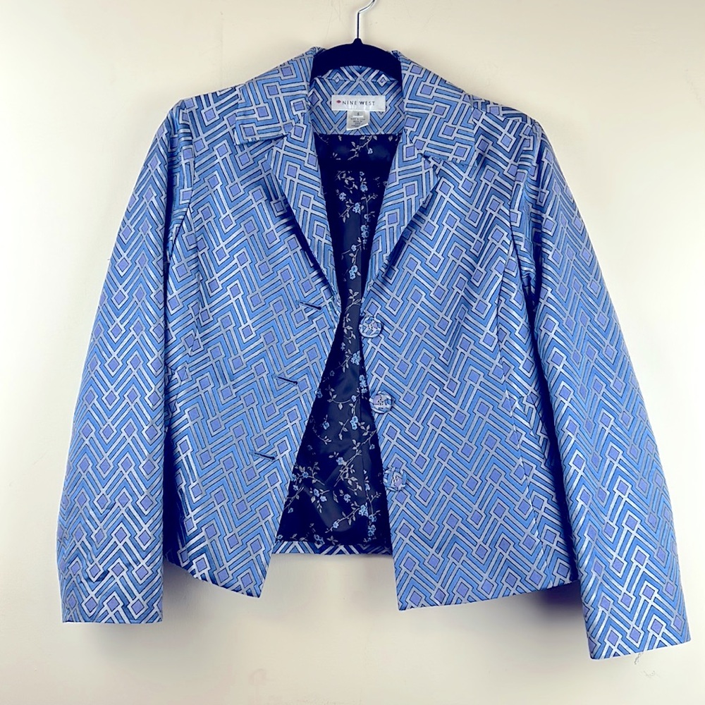 Nine West Blue Pattern Blazer
